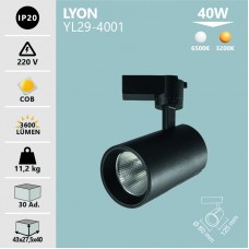 40W SİYAH KASA RAY SPOT BEYAZ - LYON